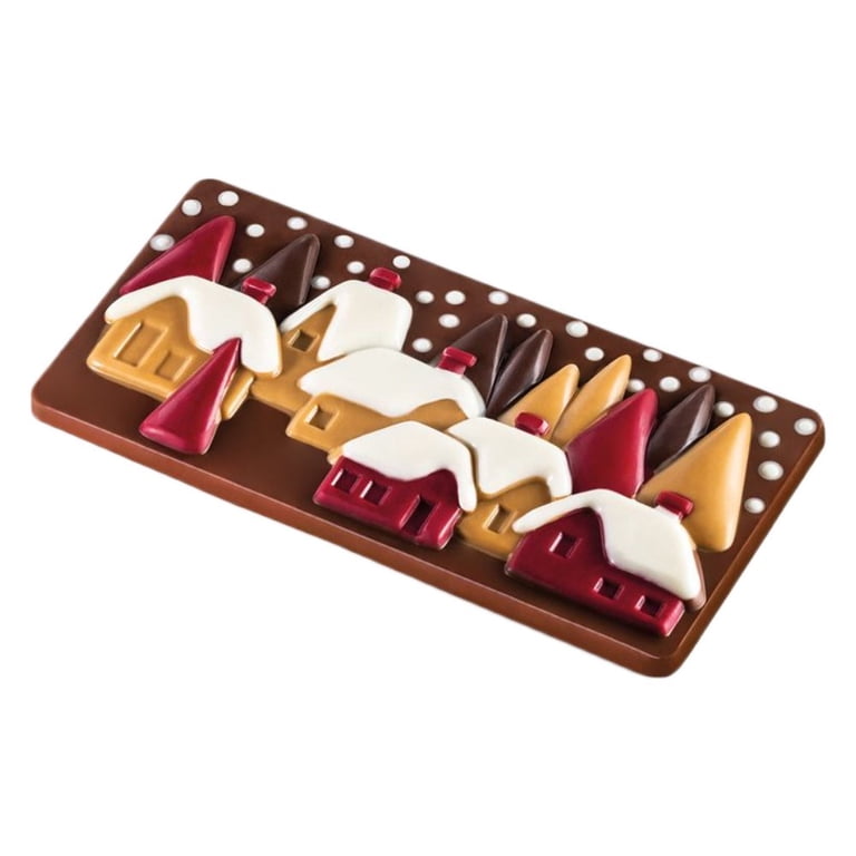 Pavoni PC5038 Polycarbonate Chocolate-Bar Mold with 3 Xmas Village