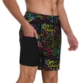 thumbnail image 2 of Sigee Color Summer Print Mens Swim Trunks with Compression Liner Quick Dry Swim Stretch Beach Shorts with Pockets,S-3XL, 2 of 7
