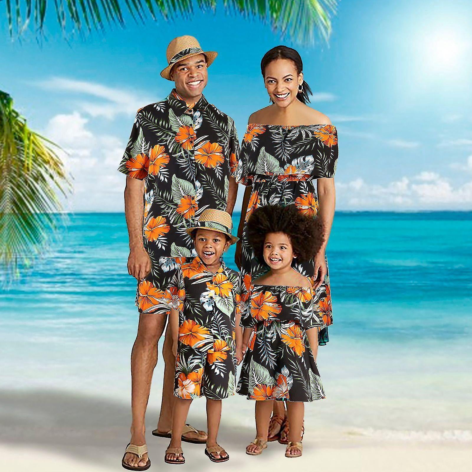Matching Family Outfits Hawaiian Luau Men Women Girl Boy In Flowering Black Walmart