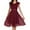 Wine, variant on Flowy Cocktail Dresses for Women Cap Sleeve V Neck Lace Contrast Chiffon A Line Midi Dress Wedding Guest Dress