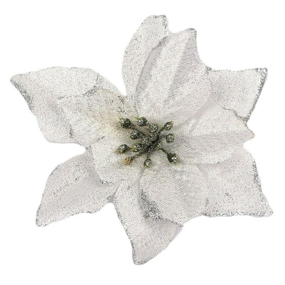 Injueey Árbol de Navidad decorativo flor falsa portátil desmontable de moda brillante jardín flores artificiales de simulación de plata Kits de decoración para fiestas Plata Injueey JR1170-03