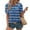 Blue, variant on QUNYINEY Casual Womens T Shirts Crew Neck Puff Short Sleeve Striped Tops Pullover Loose Pleated Shirts