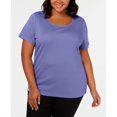 thumbnail image 4 of Karen Scott Womens Solid Basic T-Shirt, Purple, Plus Size, 0X, 4 of 4
