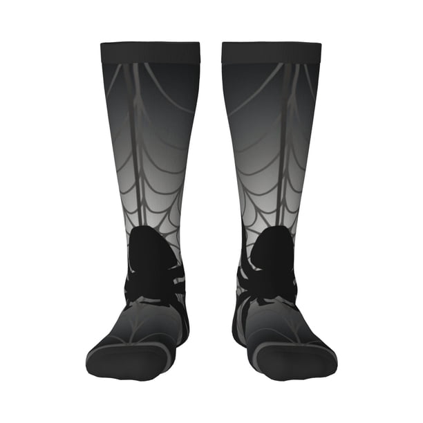 Fotbe Black Spiders Calcetas Divertidas Estampadas para Hombre y Mujer, Calcetas de Algodón hasta la Rodilla para Caminar, Correr, Enfermería y Embarazo