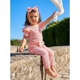 thumbnail image 5 of BemeyourBBs Preemie Newborn Baby Girl Little Sister Outfit Cute Infant Baby Girls Spring Summer Fall Clothes 0 3 6 Months Bow Ribbed Short Sleeve Romper Pants and Headband 3pcs Set, 5 of 9