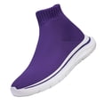 thumbnail image 3 of gzxflxpge Women High‑Top Sock Sneakers, Stretch Knit Slip‑On Walking Shoes, Lightweight Cushioned Casual Fashion Shoes for Daily Sports & Outdoor Activities Purple 8（CN-40）, 3 of 5