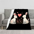 thumbnail image 2 of Cozy Flannel Blanket with Adorable White Rabbits & Heart Design - Soft Warm Perfect for Sofa Travel Bed or Chair, 2 of 7