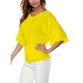 thumbnail image 3 of Uhndy Women Baggy Short Sleeve V-Neck Dolman Drape T-Shirts Top Beach Holiday Party Solid Tunics Tops Oversized Loose Tee Tops, 3 of 6