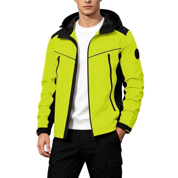 Men's Waterproof Rain Jacket Lightweight Rain Coat Men Windbreaker Fall Jacket with Hood for Outdoor Hiking Cycling 2026 Fall Outfits(01_Yellow,XL)