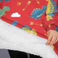thumbnail image 3 of Oversized Wearable Blanket Hoodie,Colorful Dinosaur Red Pattern Sherpa Blanket Hoodie with Super Pockets,Super Warm Fuzzy Pullover for Women & Men, 3 of 6