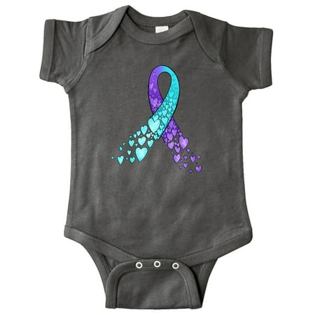 

Inktastic Suicide Prevention Ribbon with Blue and Purple Hearts Gift Baby Boy or Baby Girl Bodysuit