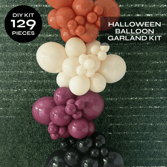 Pop Up - Halloween Balloon Garland Kit - Muted Orange & Mauve Purple 8ft - Professional Grade Latex Balloons