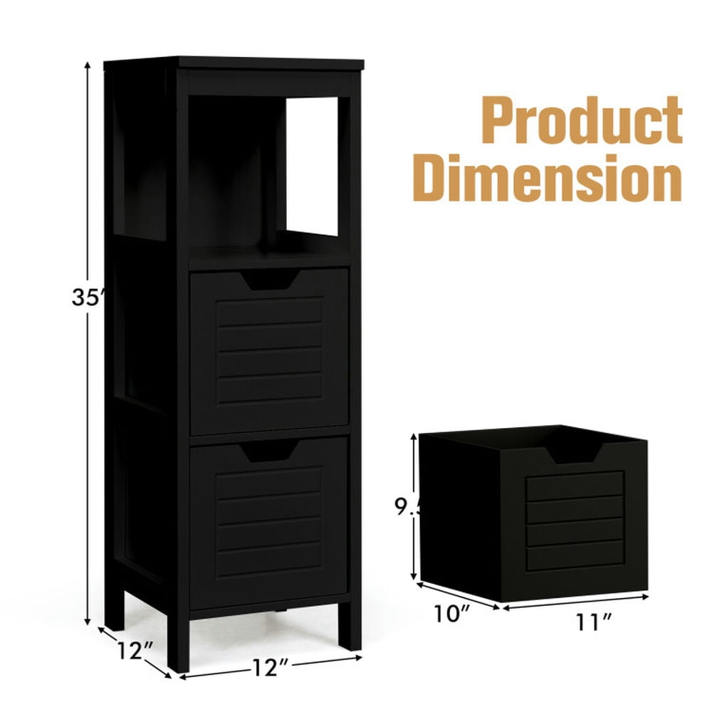 Finihen Storage Cabinet, Floor Cabinet, Bathroom Wooden Floor Cabinet Multifunction Storage Rack Stand Organizer, for Bathroom, Living Room, Bedroom, Kitchen, Black