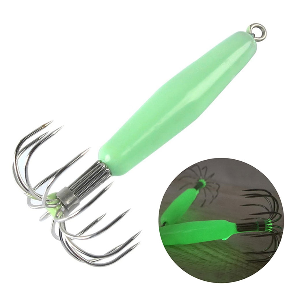 Origlam Luminous Squid Jigs Hook Fishing Lures Baits, Shrimp Prawn