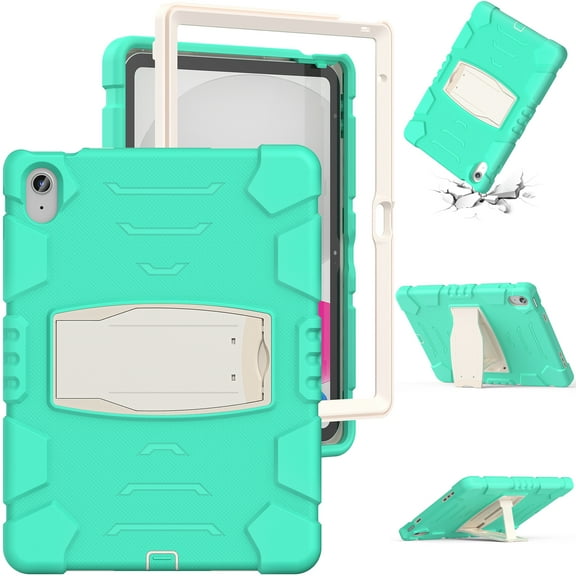 K-Lion for iPad 10.9" 10th Gen 2022 Hybrid Rugged Case with Built-in Hidden Kickstand Full Body Protection Shockproof Scratch-Resistant Durable Case for iPad 10th Gen,Mintgreen
