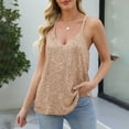 thumbnail image 2 of AKOEE Sequin Camisole Tops for Women Sleeveless Sparkle Glitter Tank Shirt Fashion Party Club Going Out Outfit (M, Khaki), 2 of 7