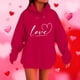 thumbnail image 1 of RKSTN Valentine Gift Woem's Valentines Heart Print Hoodies Plus Size Drawstring Hooded Sweatshirt Top Womens Casual Solid Overszied Graphic Printed Loose Comfy Hood Fall Spring Clothes, 1 of 6