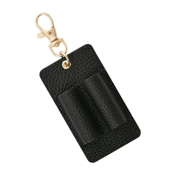 Double Slots Pen Clip Holder Leather Pen Holder with Removable Keychain