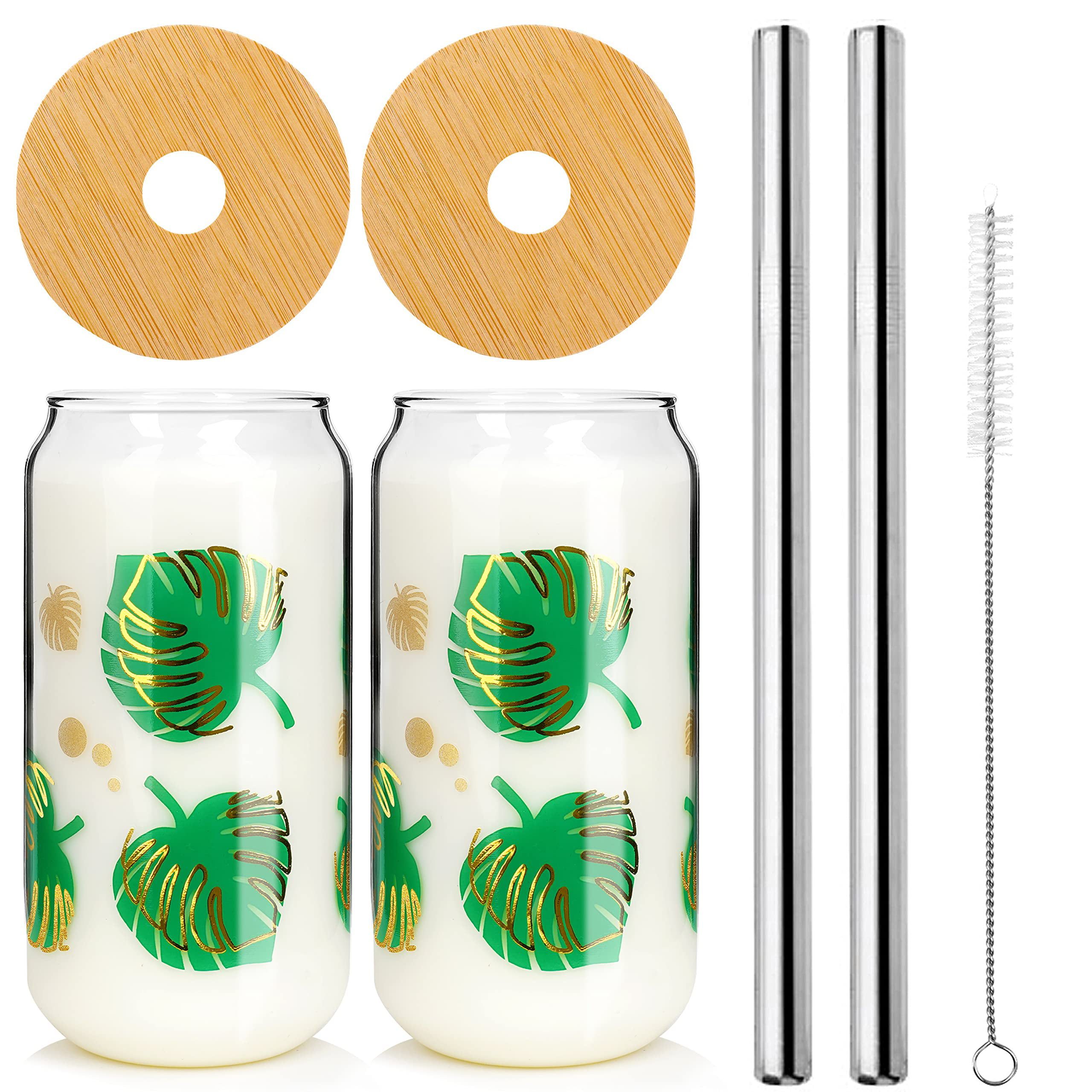 Glass Beer Cans With Bamboo Lid and Glass Straw – Gl'amourXx Designs