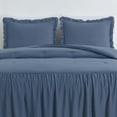 thumbnail image 4 of Chezmoi Collection Sinclair 3-Piece Ruffle Skirt Bedspread Set, Soft Lightweight French Country Chic Farmhouse Crinkle Texture Microfiber Bedding, King, Dusty Blue, 4 of 9