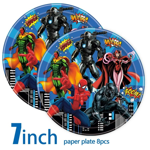 Decoraciones de fiesta de cumpleanos de los vengadores vajilla desechable con tematica de superheroes bolsa de papel mantel adornos para pasteles suministros para Baby Shower Walmart en linea