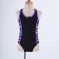 thumbnail image 3 of dPois Kids Girls 2Pcs Swimsuit Tankini Boho Print Racerback Bodysuit with Bootyshorts Bathing Suit Purple 16, 3 of 6