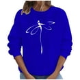 thumbnail image 1 of Penkiiy Blouses pour Femmes Hauts d'Automne Manches Longues Chandail Ample Chemise Décontractée Imprimé Poitrine Col Rond Chandails en Molleton Bleu Vêtements Y2K, 1 of 8