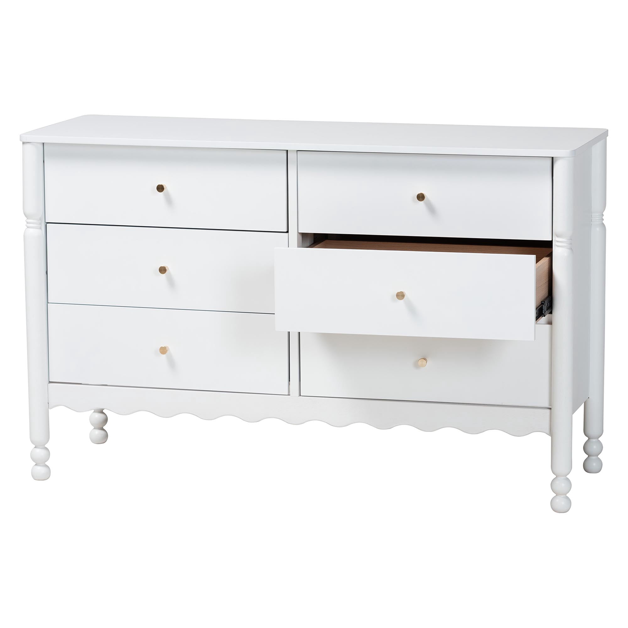 Baxton Studio Hoffman Modern Farmhouse Dresser, 6-Drawer, White