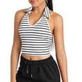 thumbnail image 1 of Lovito Casual Striped Collar Crop Tank Tops, 1 of 5
