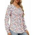 thumbnail image 2 of Women'S Puff Long Sleeve Pleated Crew Neck Blouses Dressy Casual Loose Fit Winter and Spring Shirts Pink Floral M, 2 of 4