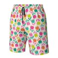 thumbnail image 4 of Honeii Tulips Flowers Print Men's Casual Shorts with Drawstring,Swim Trunks Quick Dry Beach Shorts-X-Large, 4 of 6