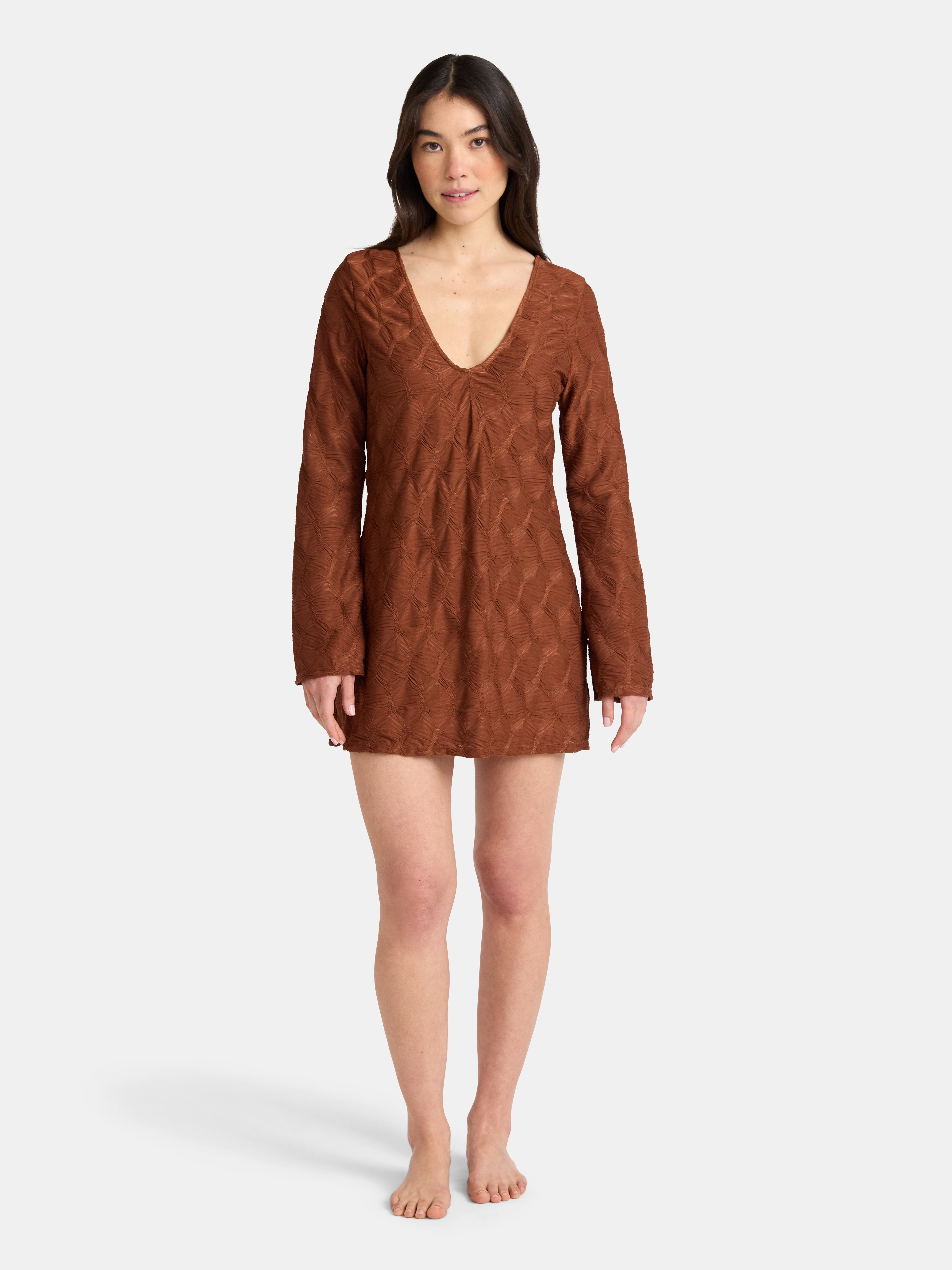 No Boundaries Scrunch Texture Coverup Dress, Women’s