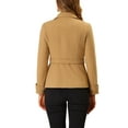 thumbnail image 3 of INSPIRE CHIC Women's Turn-Down Collar Single Breasted Belted Winter Pea Coat Khaki XS, 3 of 5