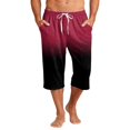 thumbnail image 5 of Migroa Mens Capri Pants Elastic Waist Drawstring Workout Gym Joggers Summer Gradient Pajama Shorts Casual Sweat Hot Pink 3XL, 5 of 8