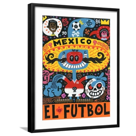 Art.com La Mascota del Mundial Art Print by Jorge R. Gutierrez, Black Frame Wall Art, 23" x 29"
