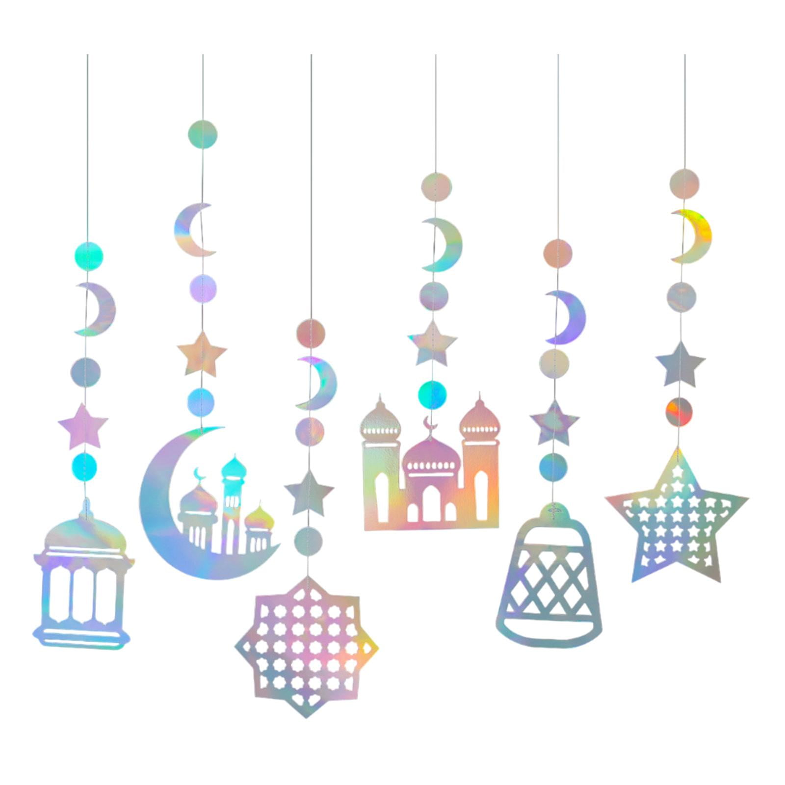 AMLESO 6Pcs Ramadan Eid Decoration Streamer Backdrop Ornament for Party Baby Shower