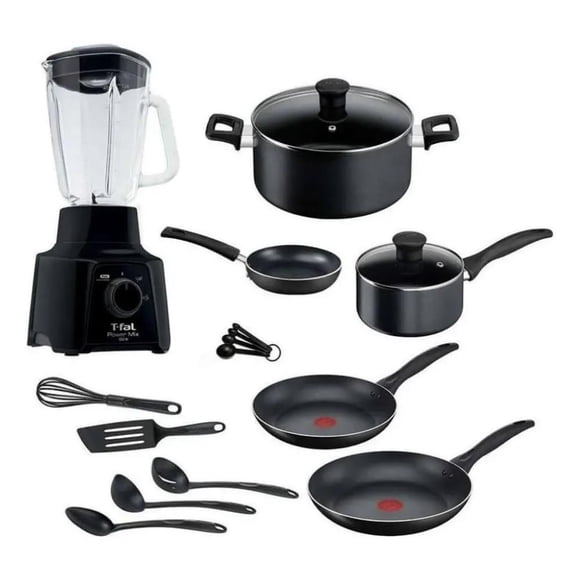 Batería de Cocina T-Fal Easy Care 17 Piezas Negra + Licuadora