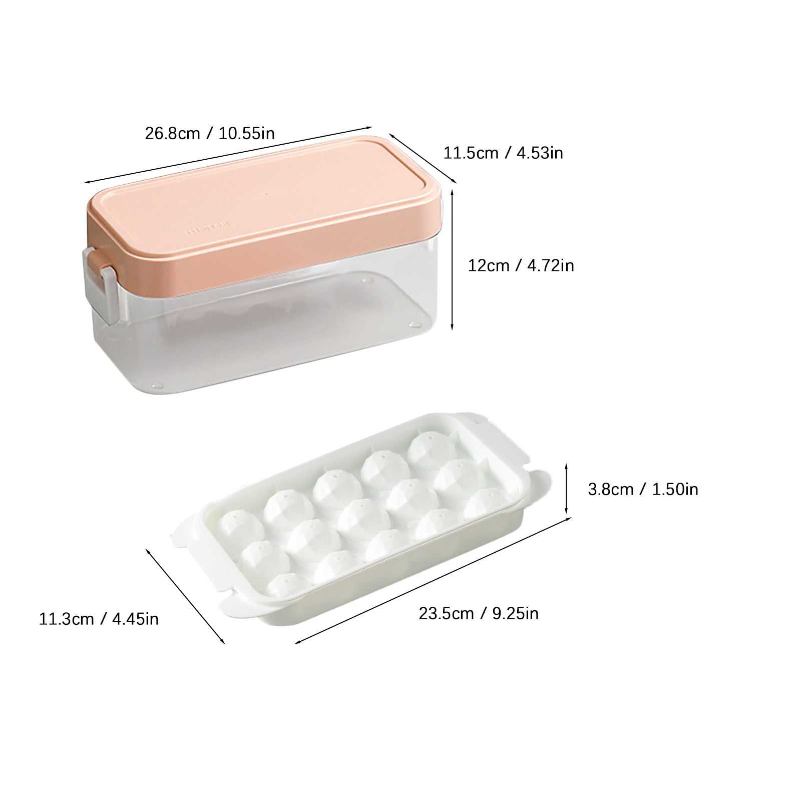 Press Type Ice Cube Touch Tool,28Pieces Single Layer Silicone Ice Tray with Lid and Storage Box Easy Release Container Scoop Square Ice Tray