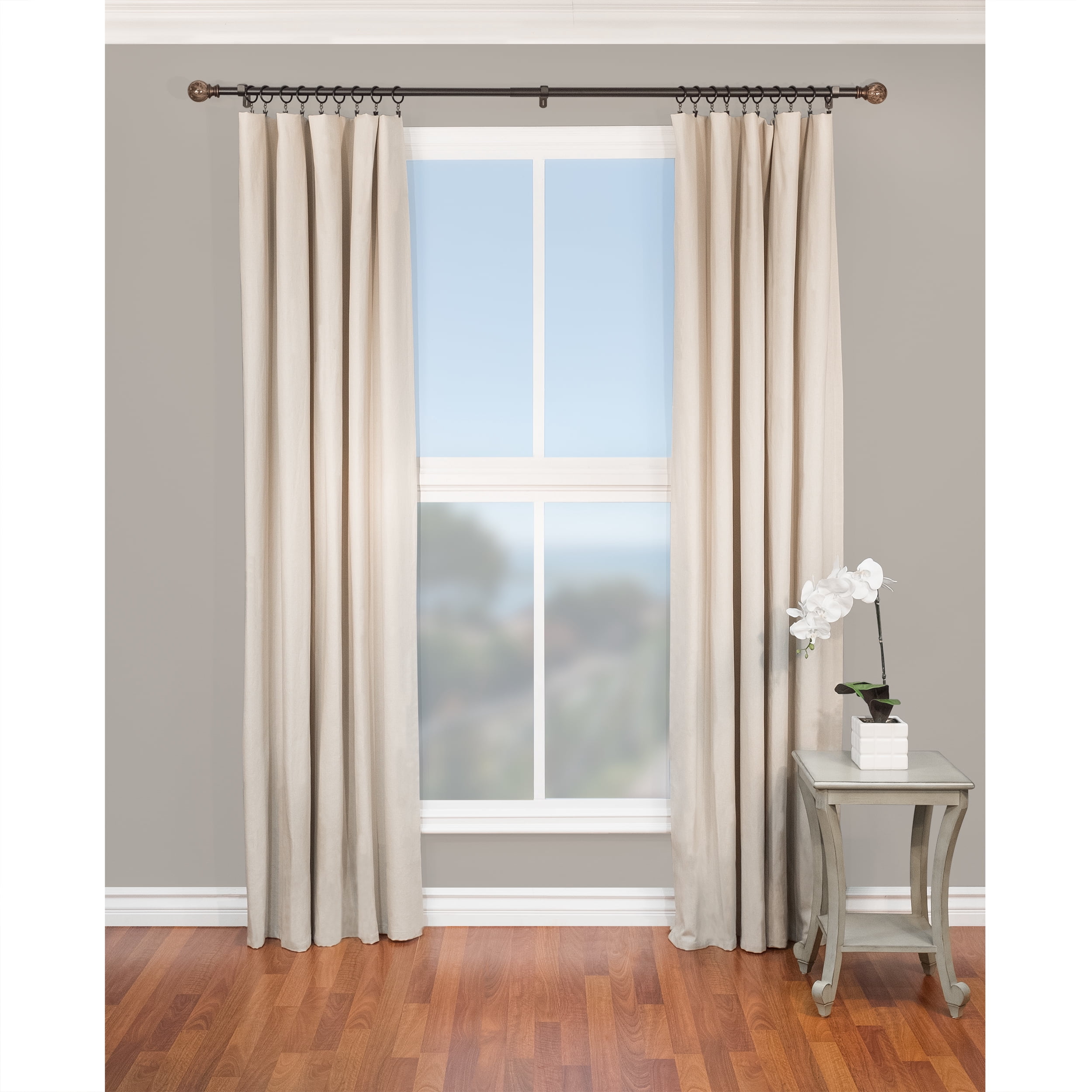 Decopolitan 1" Bronze Ball Adjustable Single Curtain Rod Set, 72"-144"
