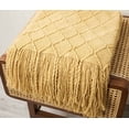 thumbnail image 3 of ModernlyBasic Knitted Throw Blanket, 50 x 60 inch, Warm & Cozy Decorative Throw Blankets with Tassels, Fancy Throw Blankets for Couch, Textured Solid Soft Knit Blanket - Mustard, 3 of 7