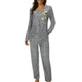 thumbnail image 2 of ASFGIMUJ Womens Pajama Sets 2 Piece Long Sleeve Sleepwear Soft Button Down Pjs Lounge Set S-XXL, 2 of 4