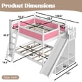 thumbnail image 2 of Harper & Bright Designs Full over Full Bunk Bed with Storage Shelves, Solid Wood Bunk Bed Frame with Slide and Ladders, Low Bunk Bed with Guardrails for Boys Girls, Pink & White, 2 of 16