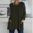 thumbnail image 5 of XVJRHAK Oversized T Shirt Womens Crew Neck Long Sleeve Top T Shirt Long Top Solid Color T Shirt With Pockets Women Tops(Green,XXXXL), 5 of 5