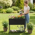 thumbnail image 4 of Gymax Elevated Planter Box Raised Garden Bed w/ Rattan Surface Bottom Storage Shelf, 4 of 10