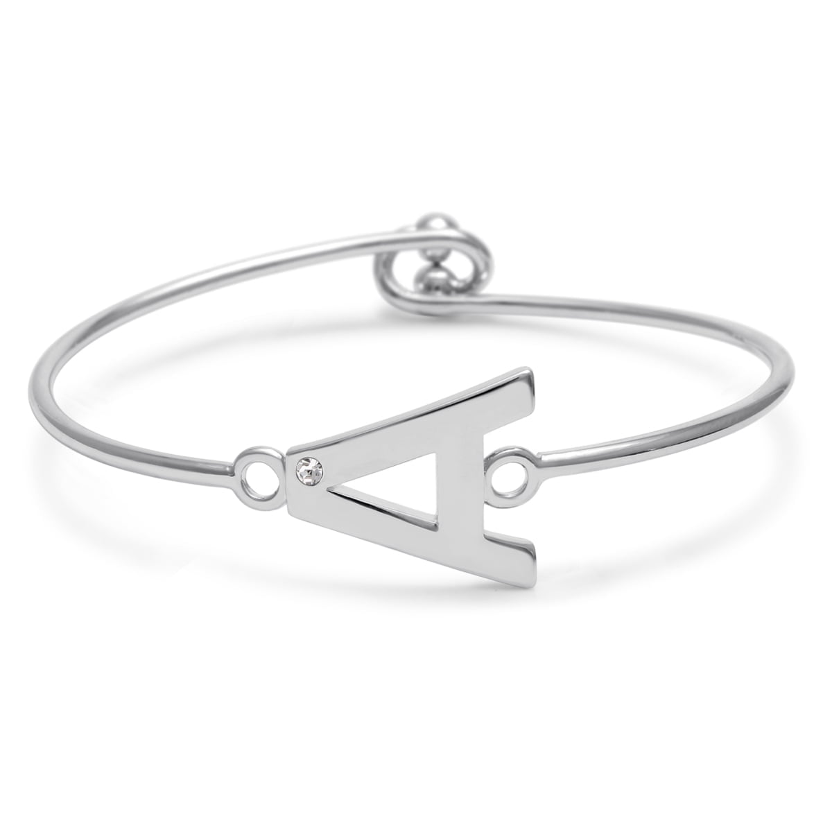 SuperJeweler A Initial Bangle Bracelets for Women with Cubic Zirconia Accent