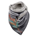 thumbnail image 1 of Women Feather Print Cotton Winter Warm Button Up Scarf, 1 of 3
