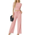 thumbnail image 7 of MINTREUS Lounge Sets for Women Short Sleeve Tops Wide Leg Pants Comfy Loungewear Two Piece Outfits with Pocketed, 7 of 7