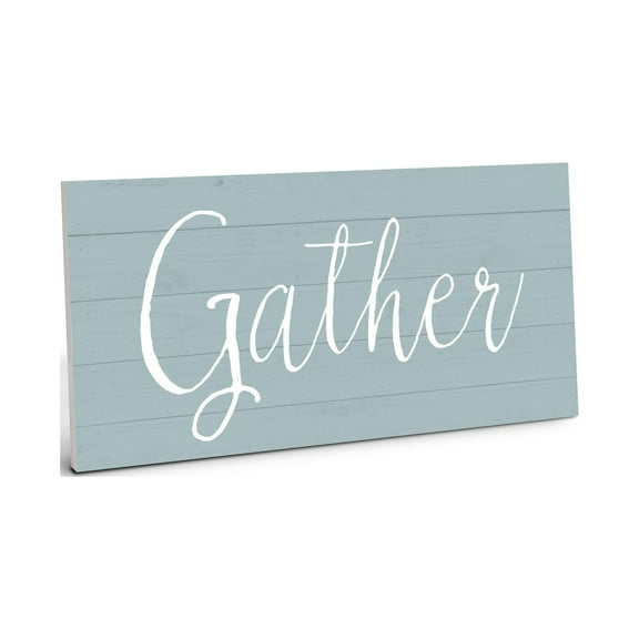 Gather Mint Woodgrain 10 x 5 Wood Wall Sign Plaque