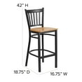 thumbnail image 5 of Flash Furniture HERCULES Series Black Vertical Back Metal Restaurant Barstool - Natural Wood Seat, 5 of 11
