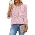 thumbnail image 2 of WIHOLL Women's 3/4 Sleeve Tops Dressy Casual Pleated Business Work Blouses Office Shirts, 2 of 10